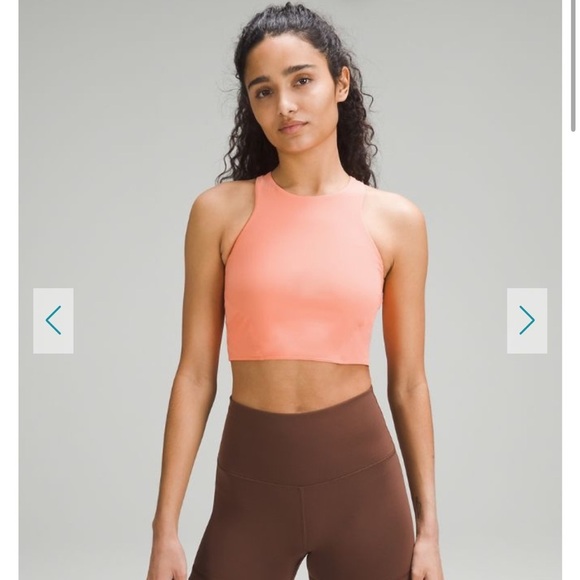 Lululemon Mesh-Back Train Bra *Medium Support, High Neck Sunny Coral - Picture 2 of 7